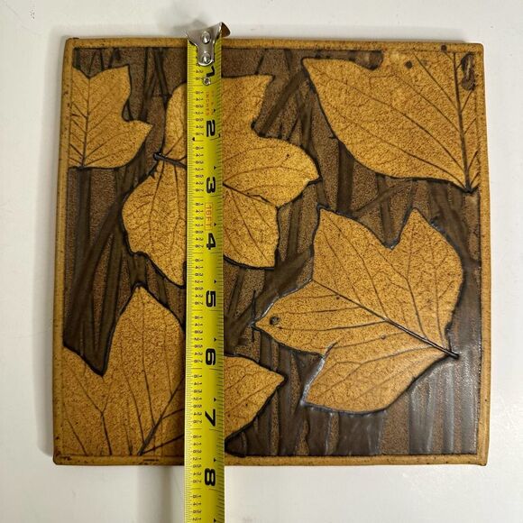 Vintage Maple Leaf Wall Art Tile, Handmade MCM - Picture 5 of 6